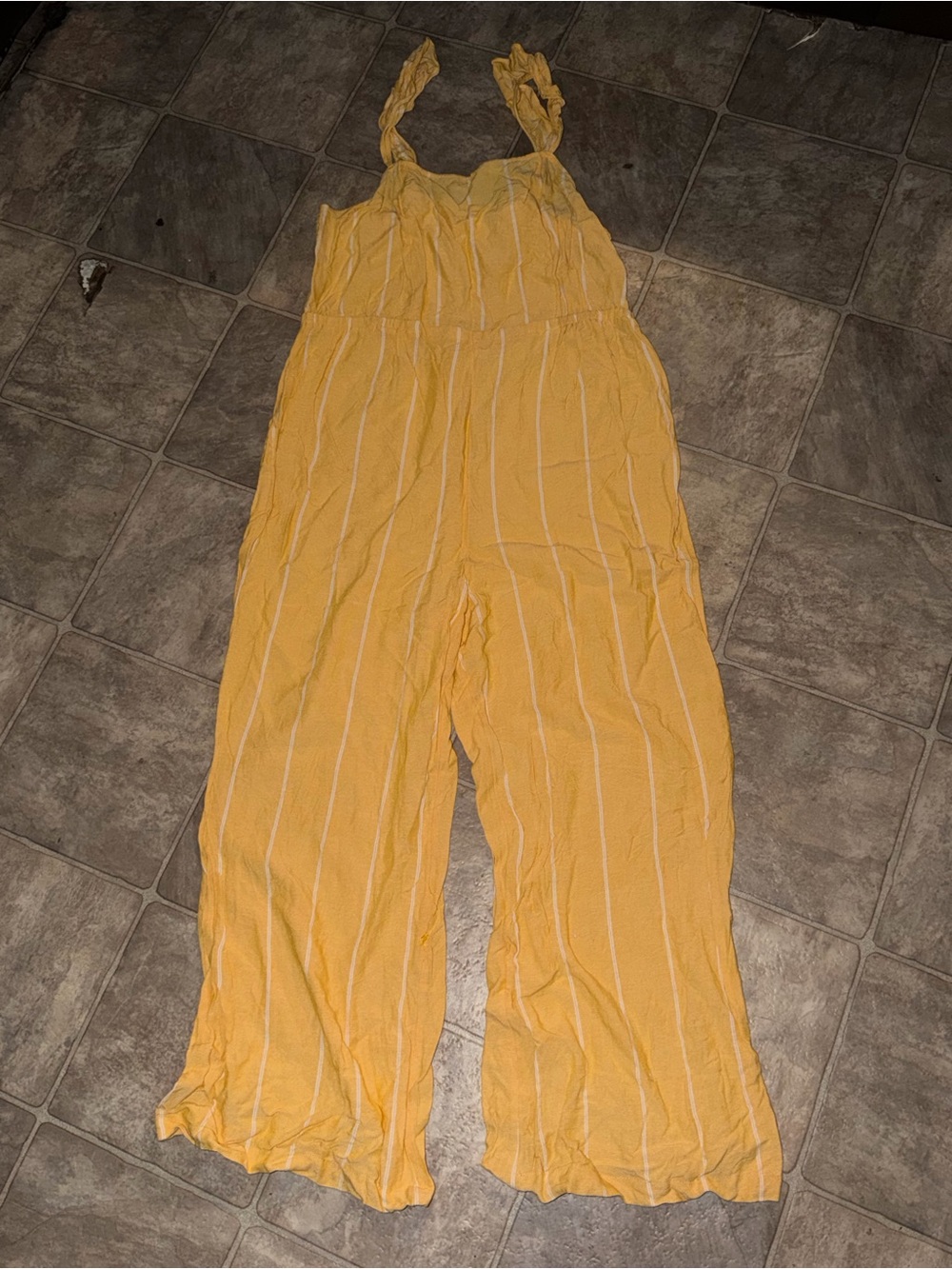 Yellow Striped Wide-Leg Jumpsuit